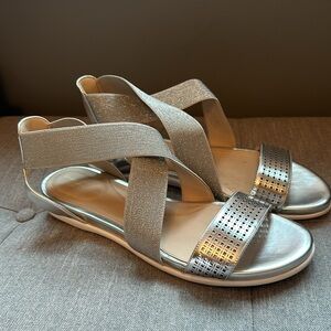 Cole Haan Silver Strappy Sandals Open Toe